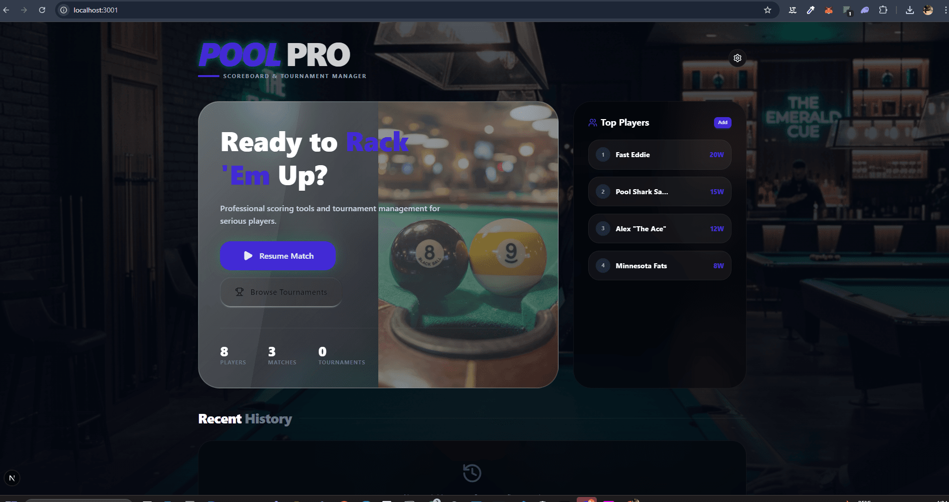Interactive Pool Scoreboard