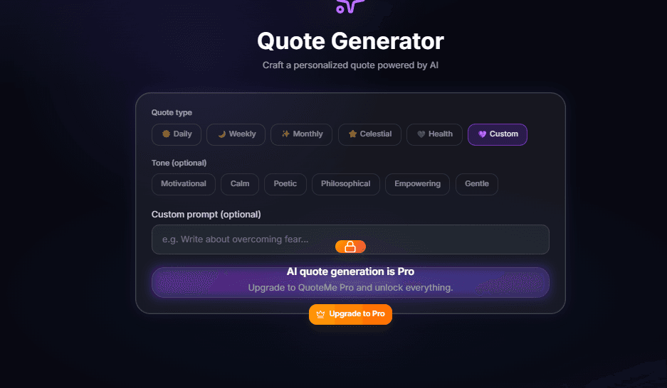 QuoteMe — AI Health & Astrology Platform screenshot 6