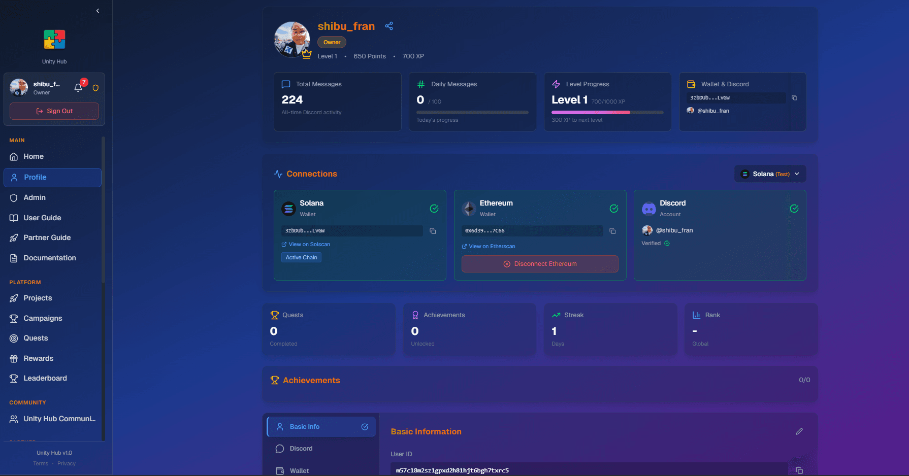 Unity Hub Data Infrastructure screenshot 2